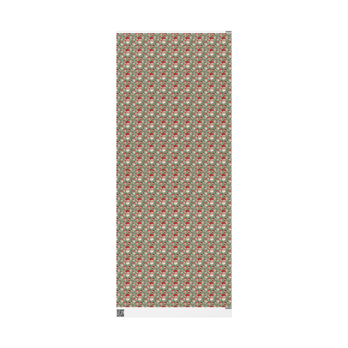 Christmas Santa Face Wrapping Paper Roll — Festive Green Holiday Gift Wrap