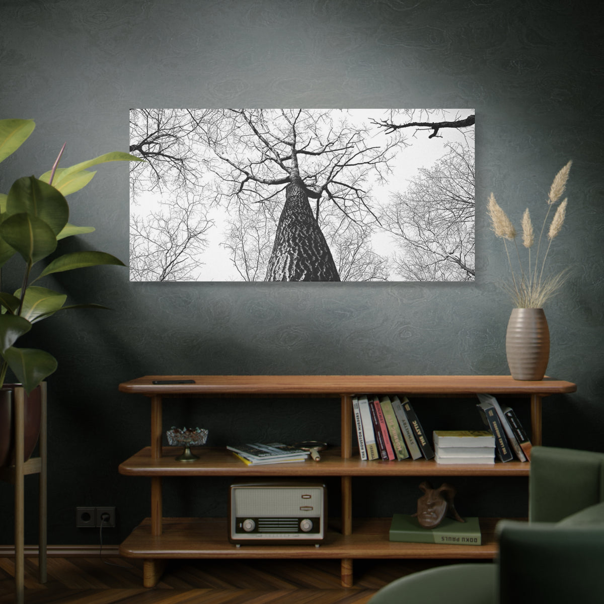 Black & White Tree Canopy Matte Canvas Wall Art — Upward Forest Photography