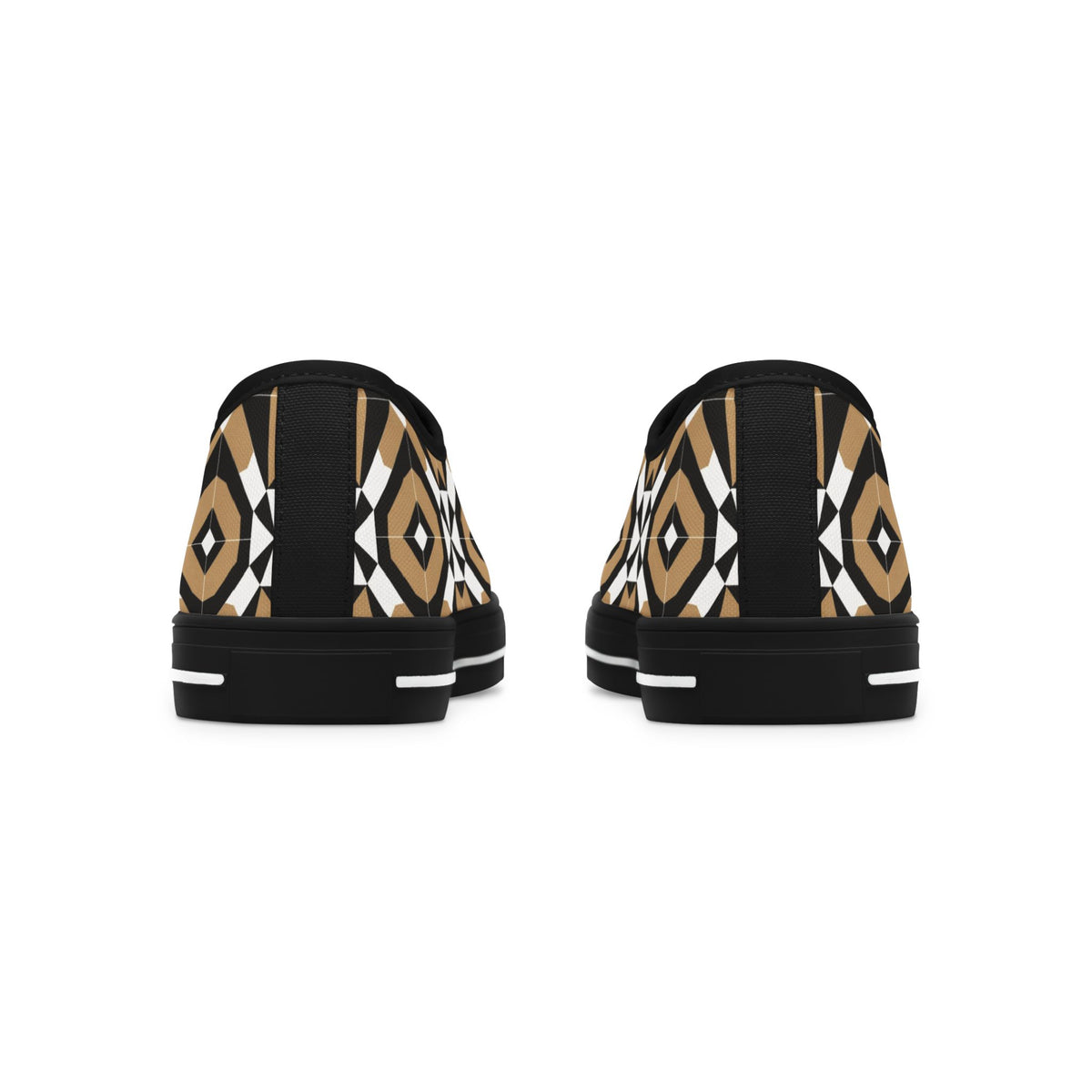 Low Top Sneakers — Geometric Tan & Black Aztec Pattern