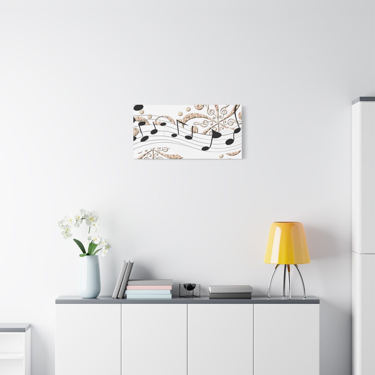 Musical Note Canvas Art, Floral Decor for Home, Music Lover Gift, Wall Art for Musicians, Unique Gift Idea