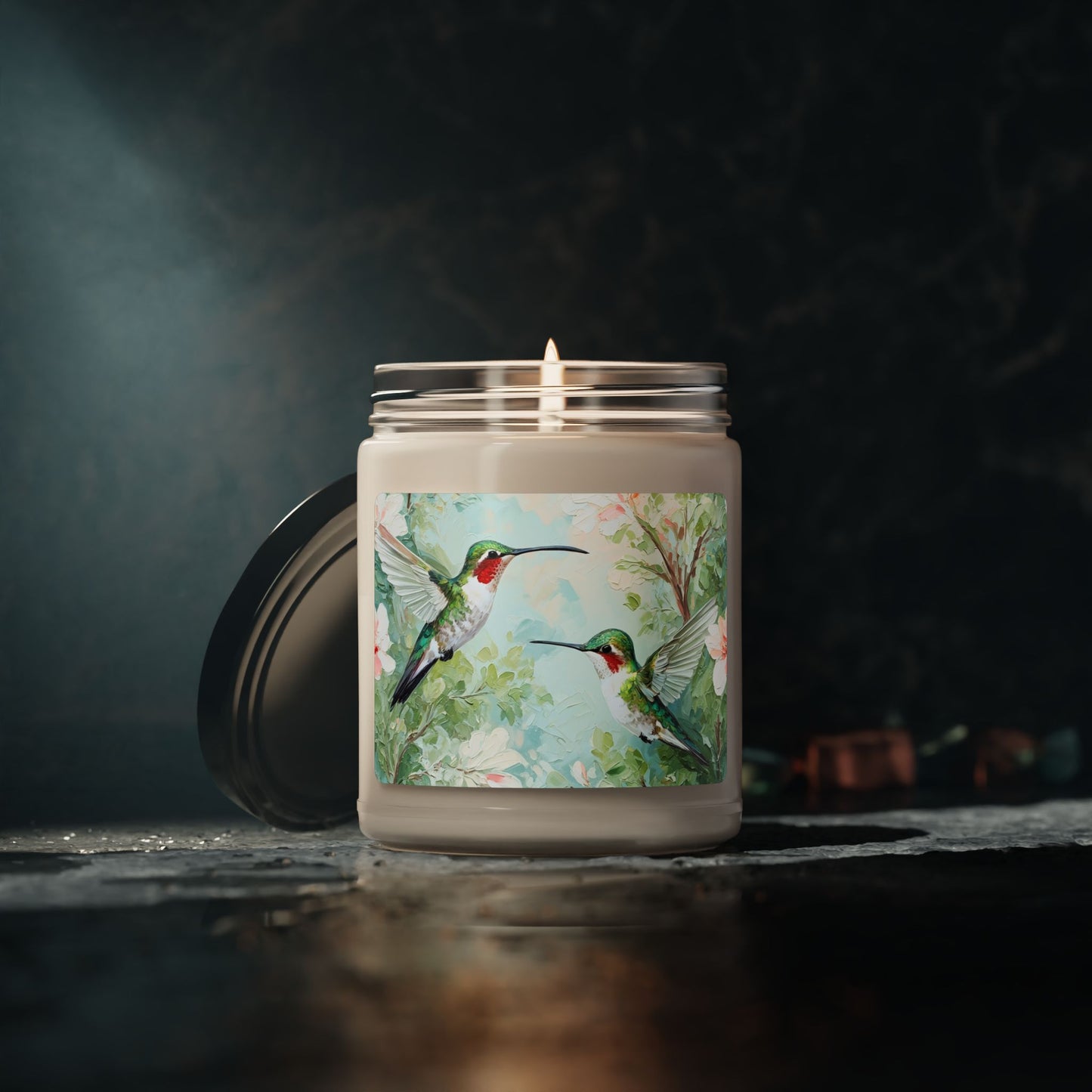 Hummingbird Garden Scented Soy Candle — 9oz Floral Aromatherapy Jar
