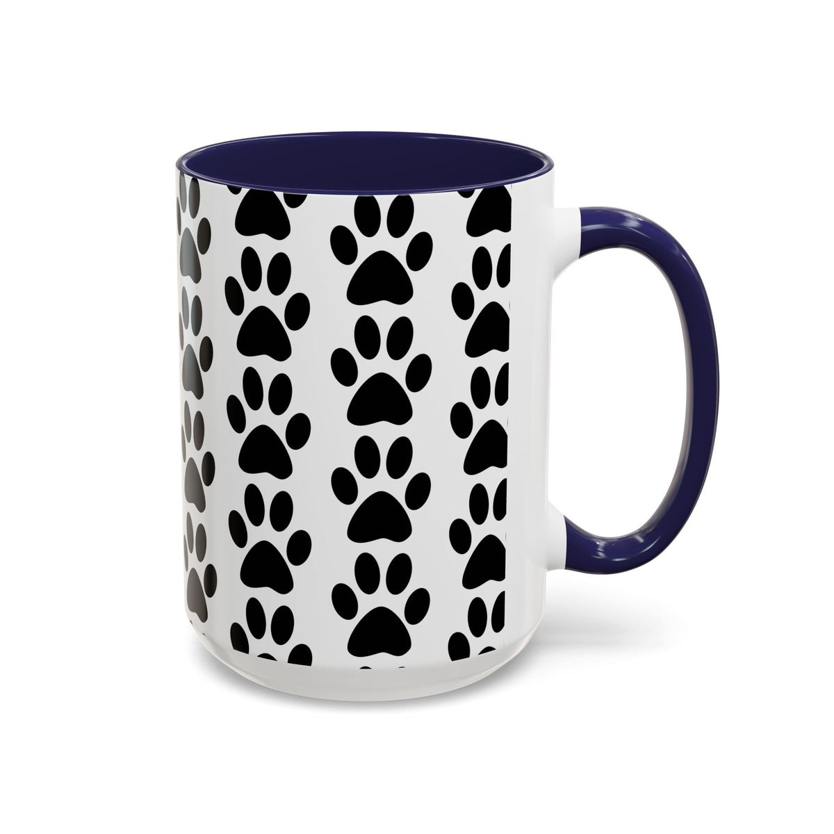 Paw Print Accent Coffee Mug - Dog Lover Gift, Black and White Pet Mug, Cute Animal Decor, Personalized Pet Owner Present, Coffee Tea Cup