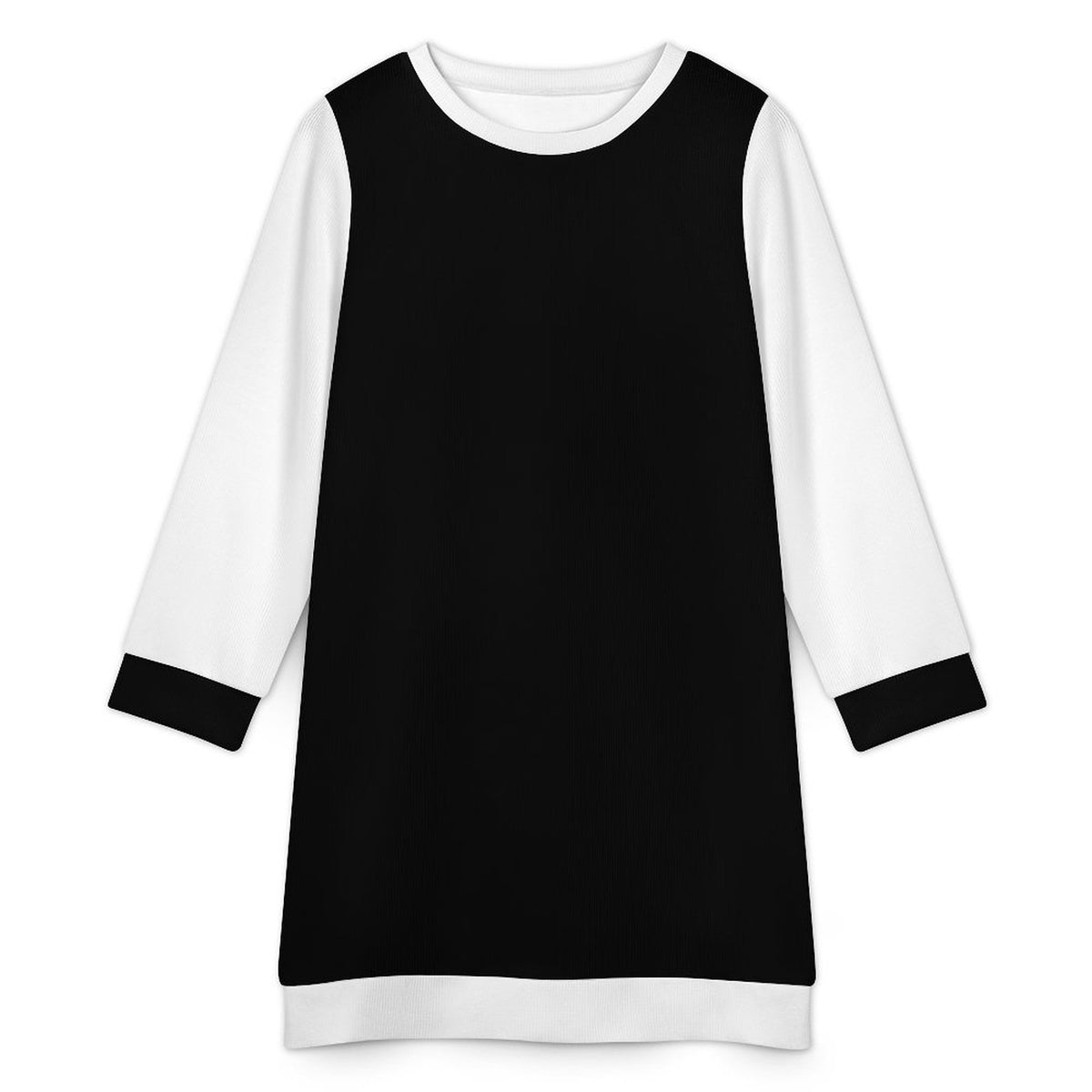 Women's Long Sleeve Sweater Dress Tan, Black and White