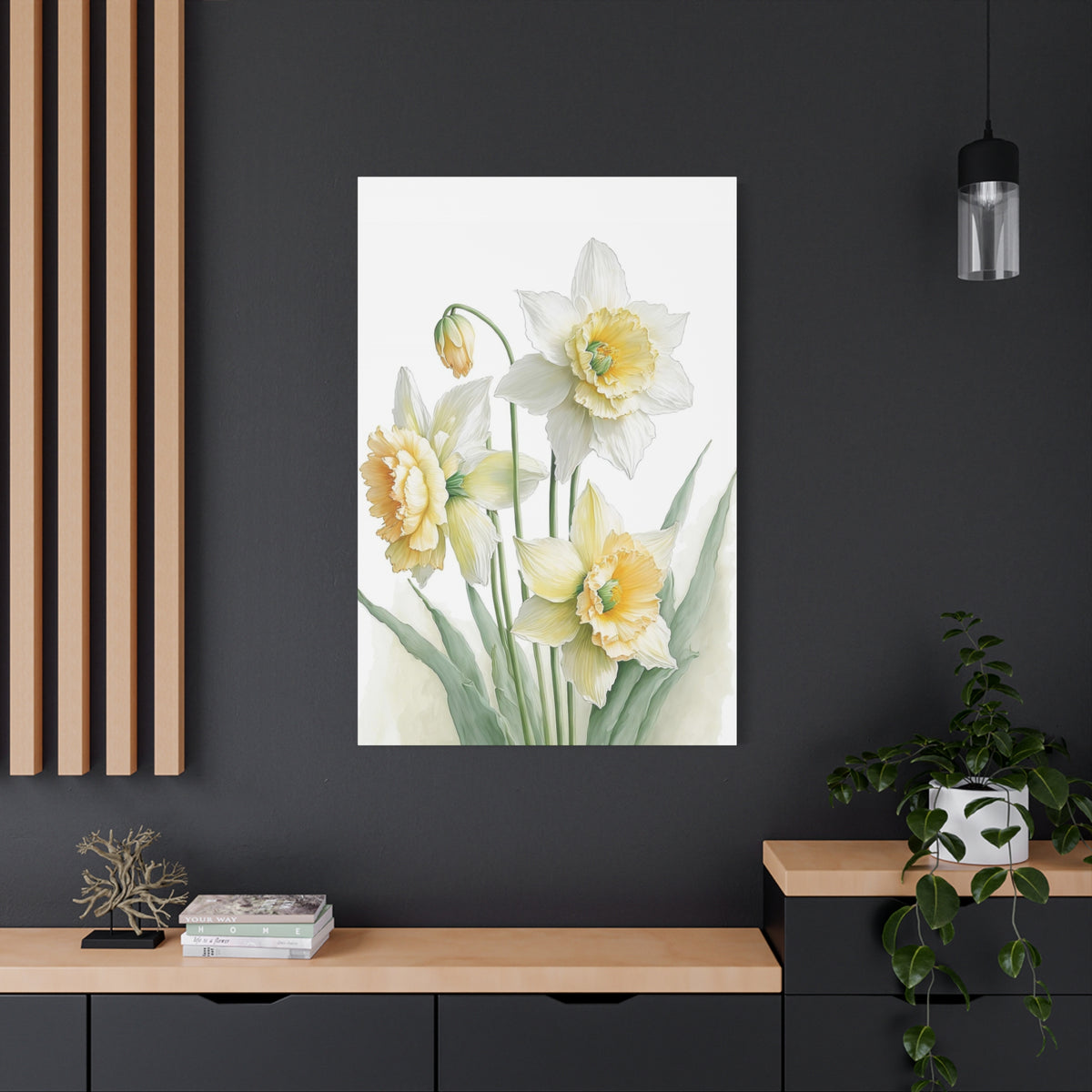 Matte Canvas, Stretched, 1.25" beautiful flowers white and yellow.