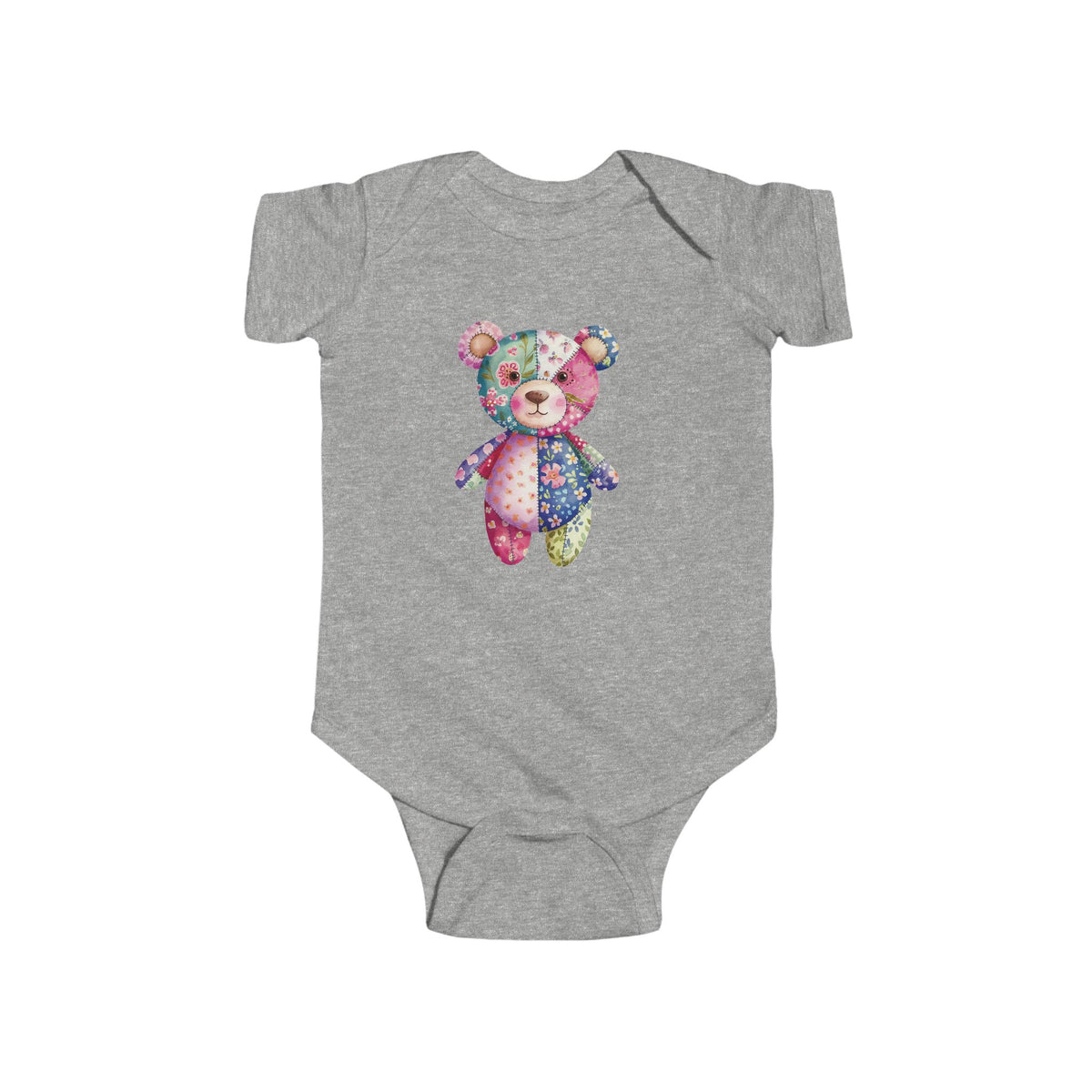 Colorful Floral Teddy Bear Baby Bodysuit, Infant Outfit, Cute Gift, Baby Shower, Nursery Wear, Adorable Newborn Clothing