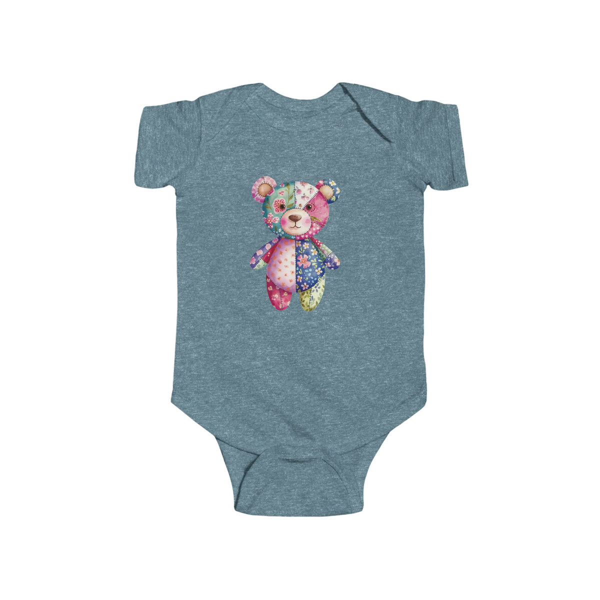 Colorful Floral Teddy Bear Baby Bodysuit, Infant Outfit, Cute Gift, Baby Shower, Nursery Wear, Adorable Newborn Clothing