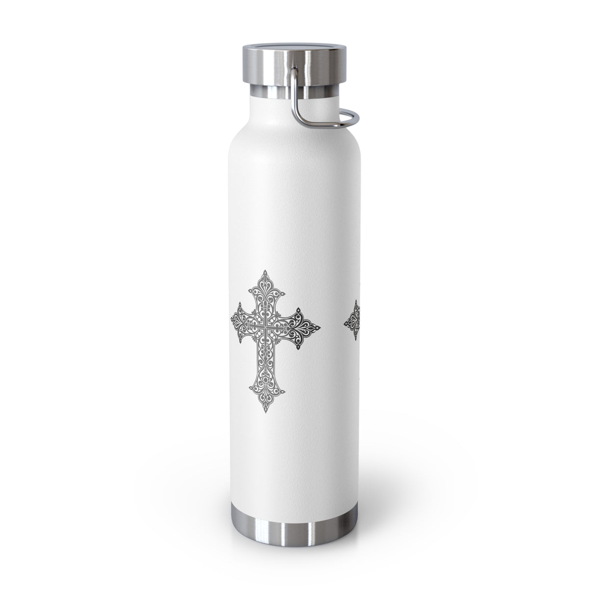 Stylish Copper Insulated Water Bottle - 22oz, Cross Design, Travel Flask, Gift for Him/Her, Unique Outdoor Hydration