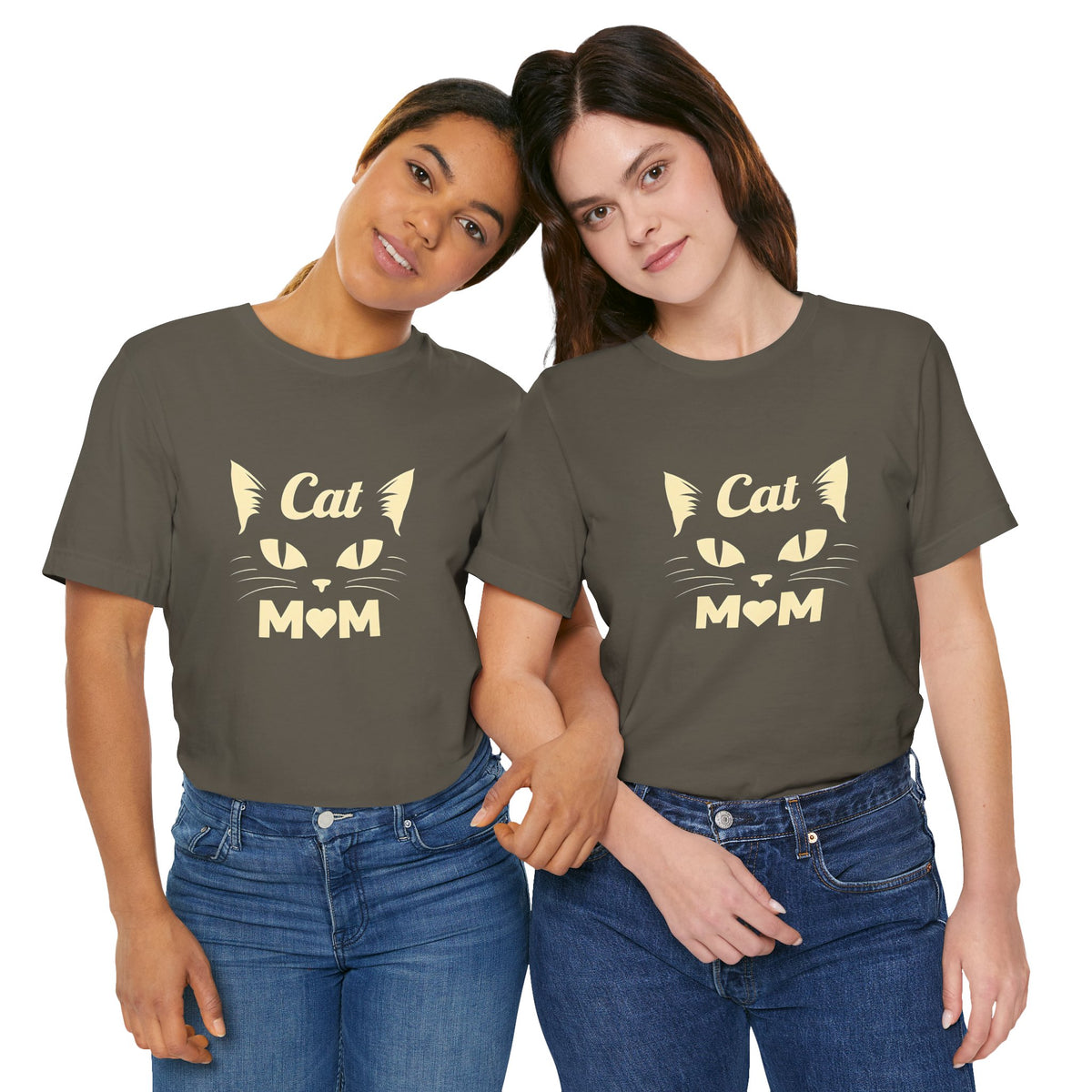 Cat Mom T-Shirt — Cute Cat Face Graphic Tee for Cat Lovers