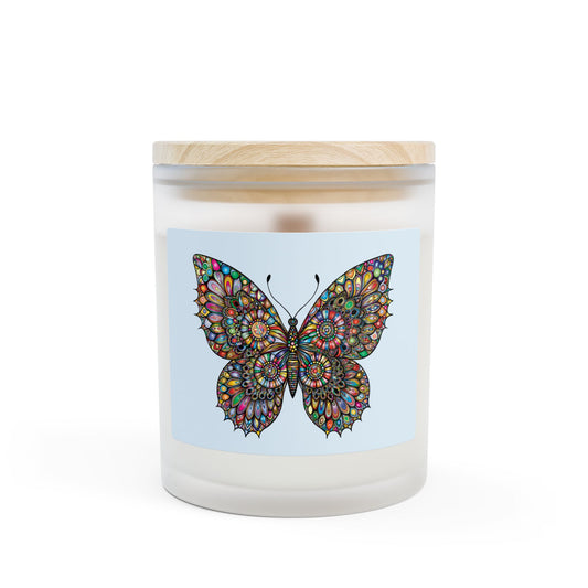 Butterfly Bloom Frosted Glass Candle - 11oz Artisan Aromatherapy