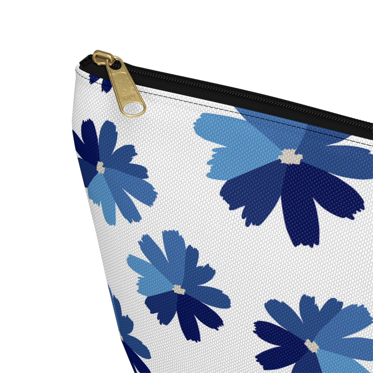 Blue Floral Accessory Pouch for Organizing Essentials, Cosmetic Bag, Travel Makeup Pouch, Gift Idea for Flower Lovers, Eco-Friendly