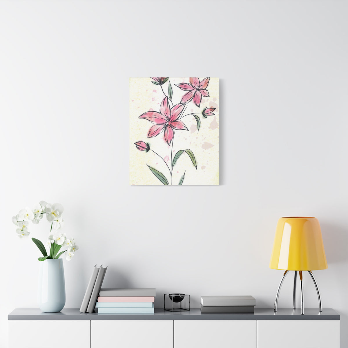 Matte Canvas, Stretched, 1.25" Tulips Pink Flowers