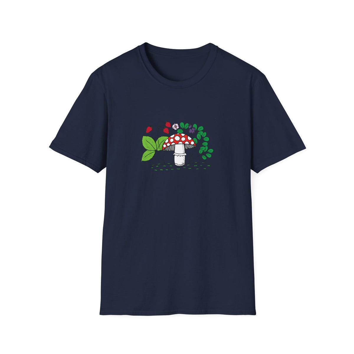 Whimsical Mushroom T-Shirt for Nature Lovers, Casual Tees, Gift for Gardeners, Unisex Softstyle Shirt, Eco-Friendly Apparel