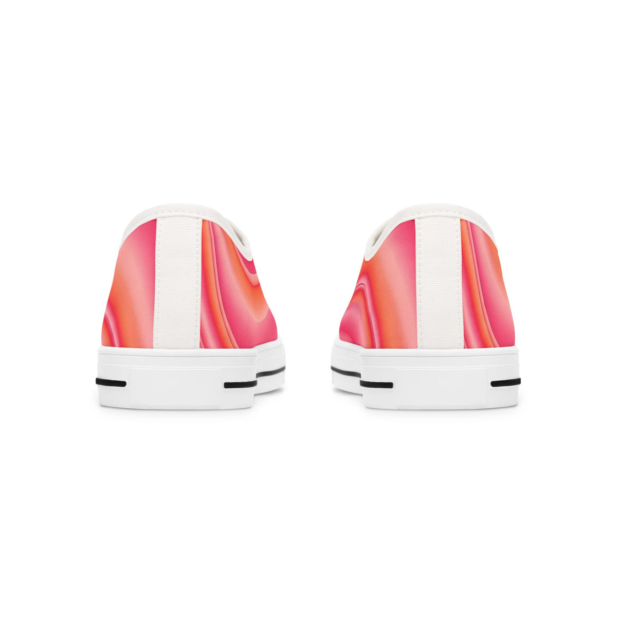 Women's Low Top Sneakers — Pink Retro Wave Swirl Casual Canvas Shoes