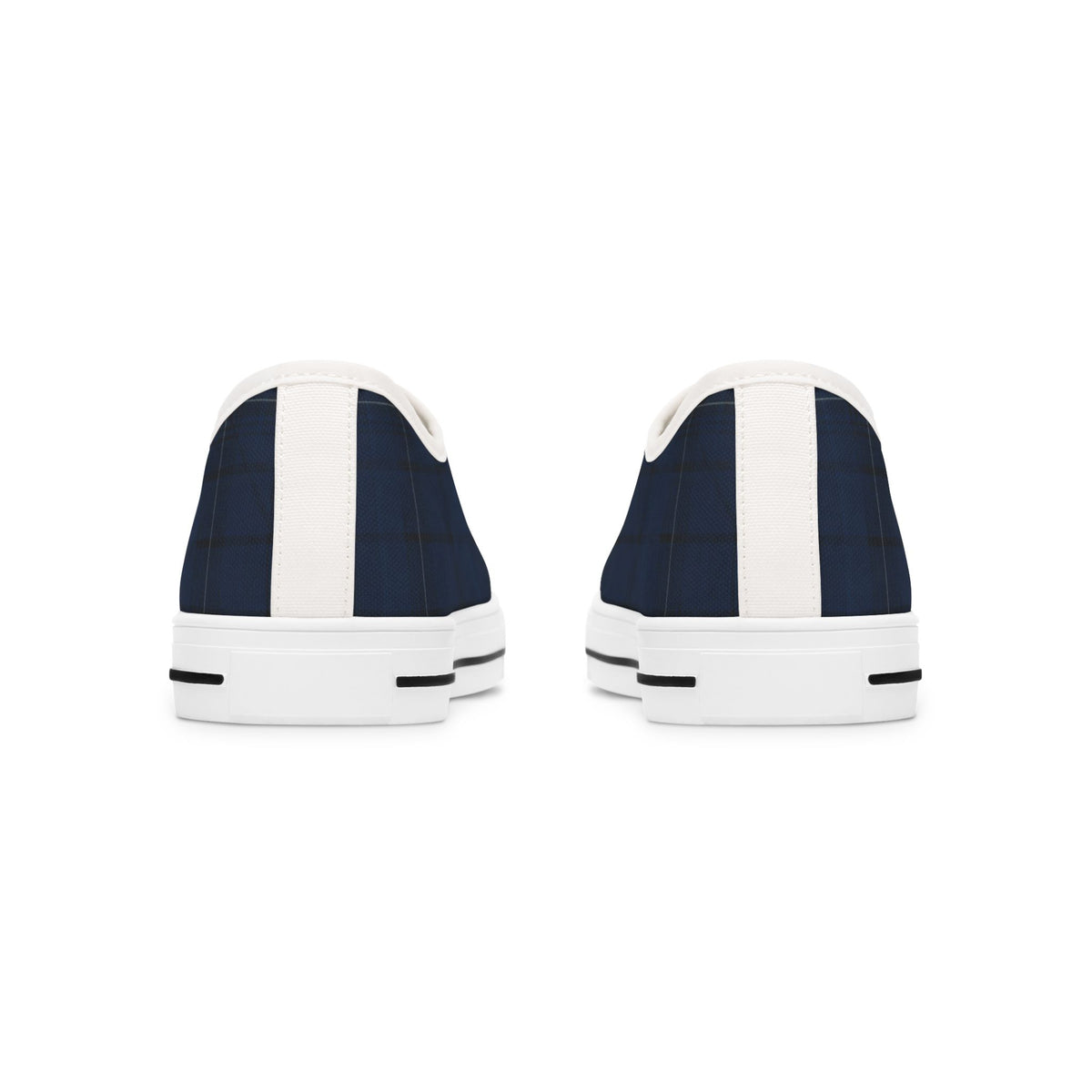 Navy Plaid Low Top Sneakers — Casual Classic Canvas Shoes