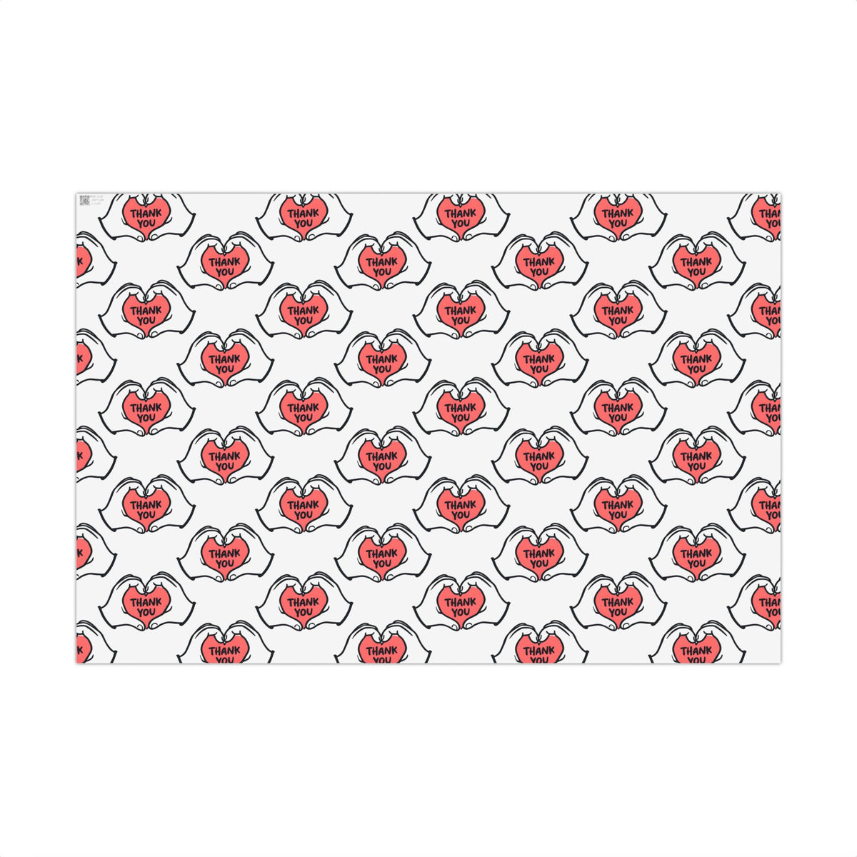 Gift Wrap — 'Thank You' Heart Hands Pattern Wrapping Paper