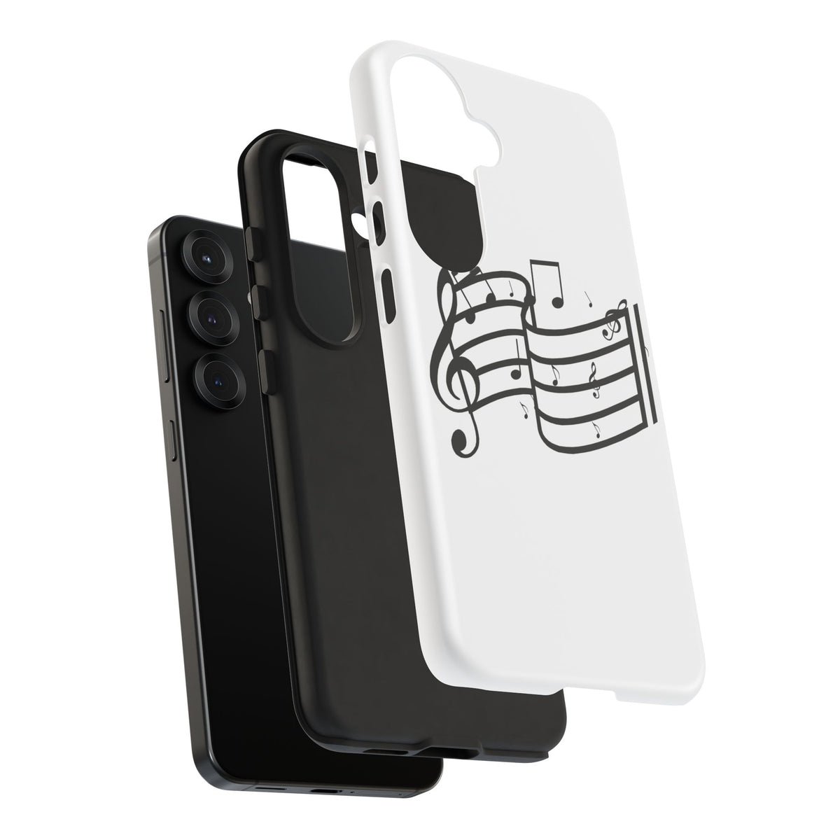 Musical Notes Phone Case — Black Treble Clef Music Staff Tough Case