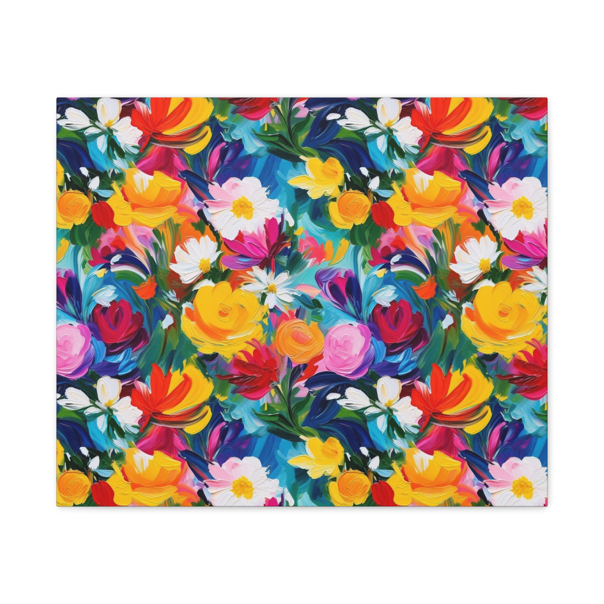 Vibrant Floral Matte Canvas Wall Art — Colorful Garden Print, Stretched 1.25"