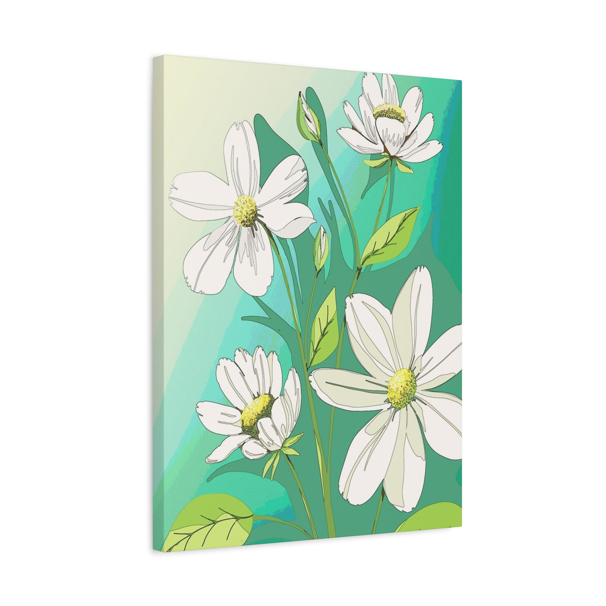 Matte Canvas, Stretched, 1.25" White Flowers