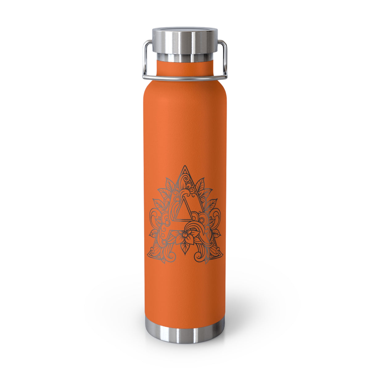 Boho Art Cold Drink Tumbler- Letter A, Personalized Water Bottle, Yoga Gift, Stylish Insulated Flask