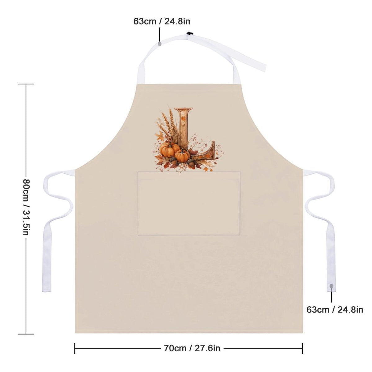 Adult Apron with Pocket - Thanksgiving Apron - Letter L