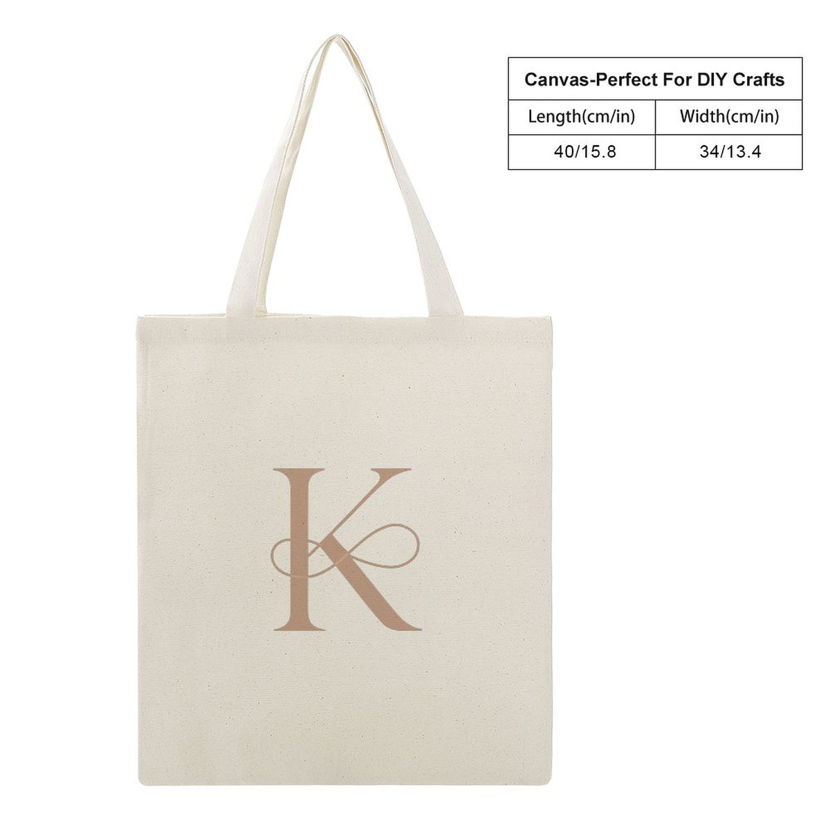 Canvas Tote Bag-13.4"x15.8"/34x40cm - Letter K
