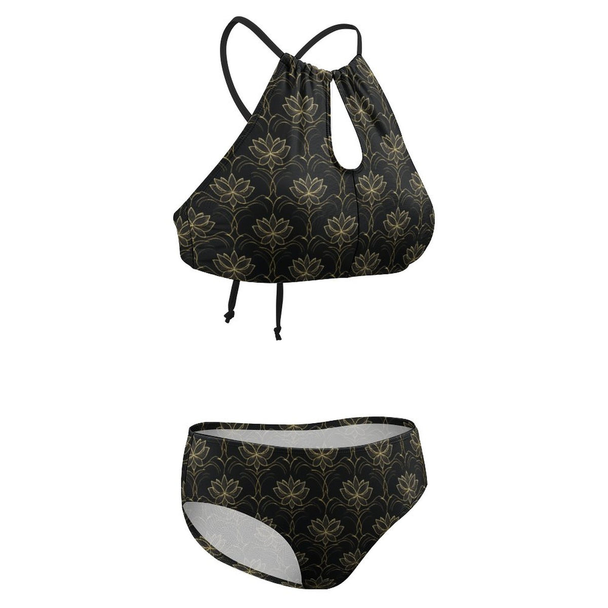 Women's Two piece Swimsuit with High Neck Halter Top