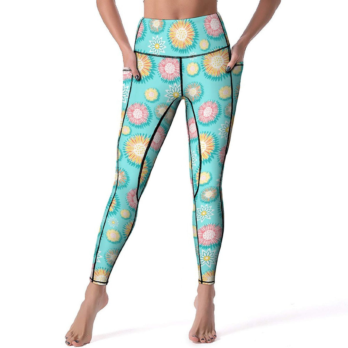 Custom Print Patterned Yoga Pants with 2 Pockets Fun pattern