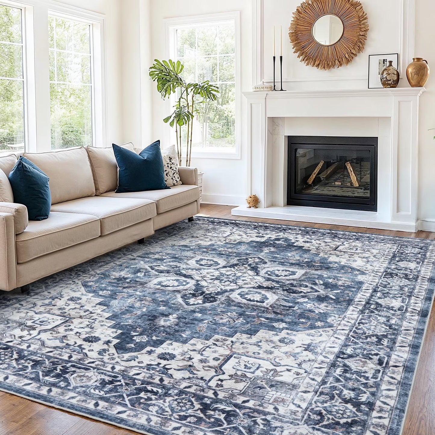 CHITOOMA 8'x10' Area Rugs for Living Room, Machine Washable Rugs Vintage Area Rug