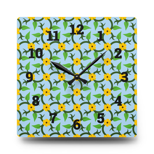 Vibrant Floral Acrylic Wall Clock, Modern Home Decor, Kitchen Wall Art
