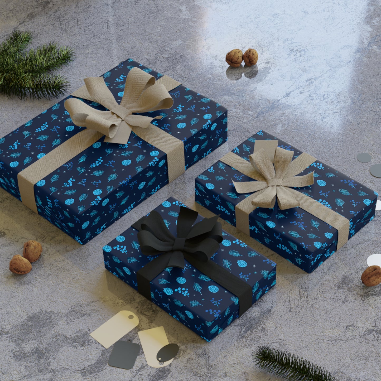 Elegant Gift Wrapping Paper Roll, Blue Polka Dot Pattern, Holiday Wrap, Birthday Gifts, Christmas Decor, Eco-Friendly Packaging