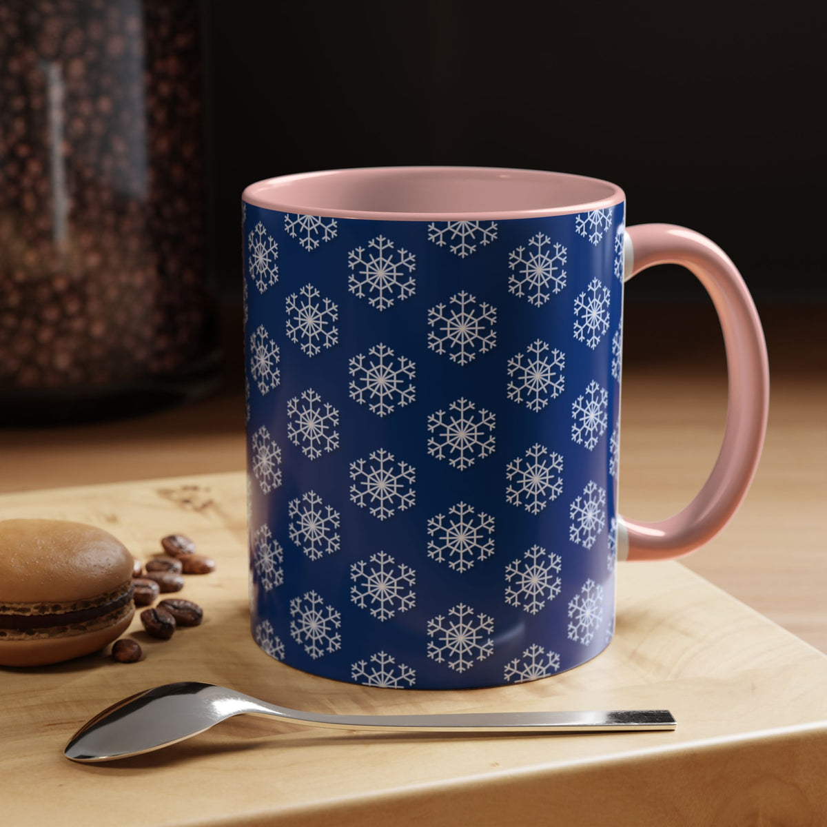 Blue Snowflake Accent Coffee Mug for Winter, Holiday Gift, Cozy Drinkware, Festive Kitchen Decor, Mug for Coffee Lovers, Tea Time Essential