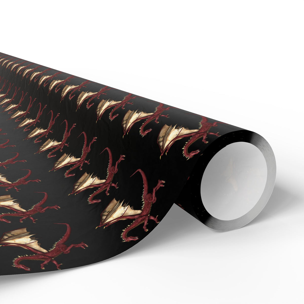 Dragon Pattern Wrapping Paper Roll — Dark Fantasy Gift Wrap