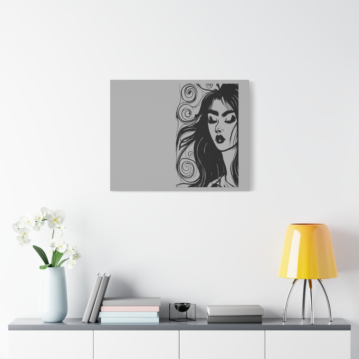 Gothic Woman Portrait Canvas Art — Matte Stretched Wall Decor