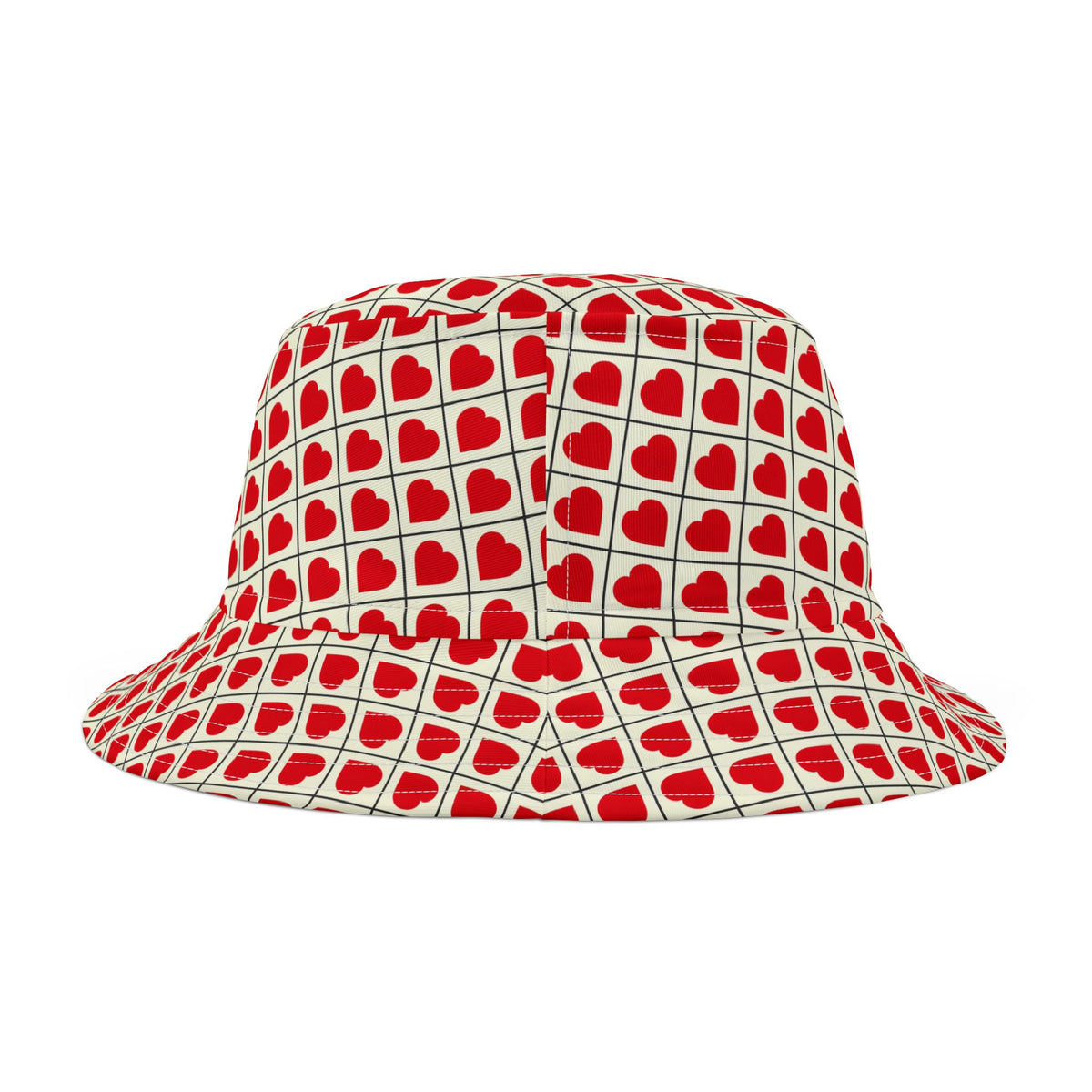 Heart Pattern Bucket Hat — Red Retro Love