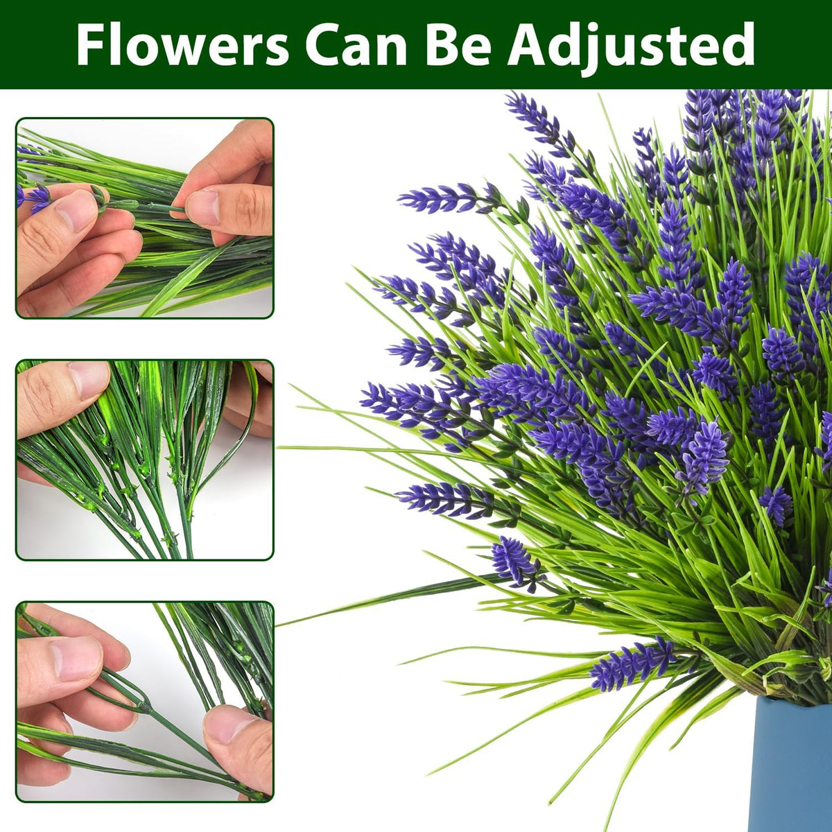 20 Bundles Artificial Plants Outdoor, UV Resistant Fake Flowers, Realistic Faux Lavender Shrubs for Porch Garden Window Box Home Decoration (Purple)