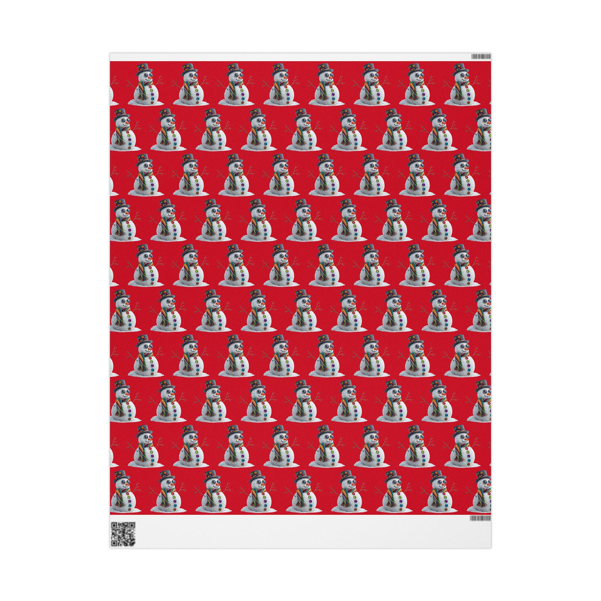 Red Snowman Wrapping Paper Roll – Festive Holiday Gift Wrap with Cute Snowmen Pattern