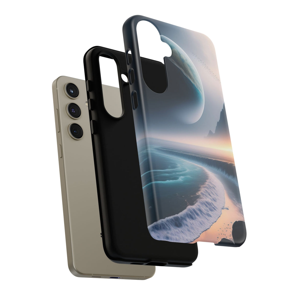 Galaxy Ocean Phone Case — Surreal Planet Beach Tough Case