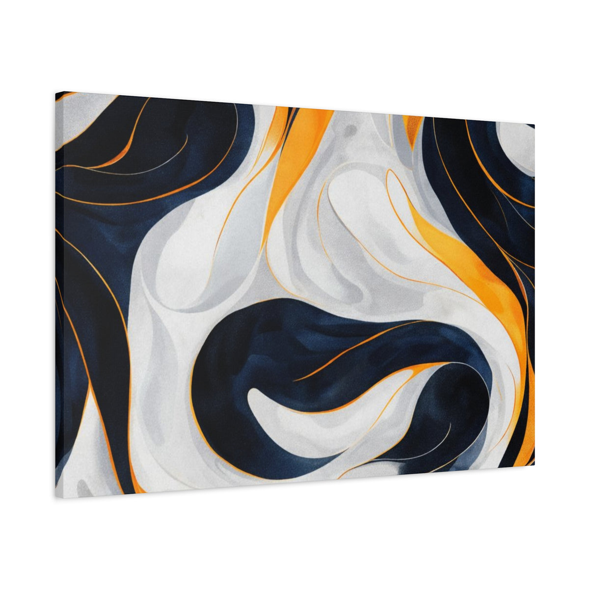 Abstract Navy & Gold Swirl Matte Canvas Wall Art