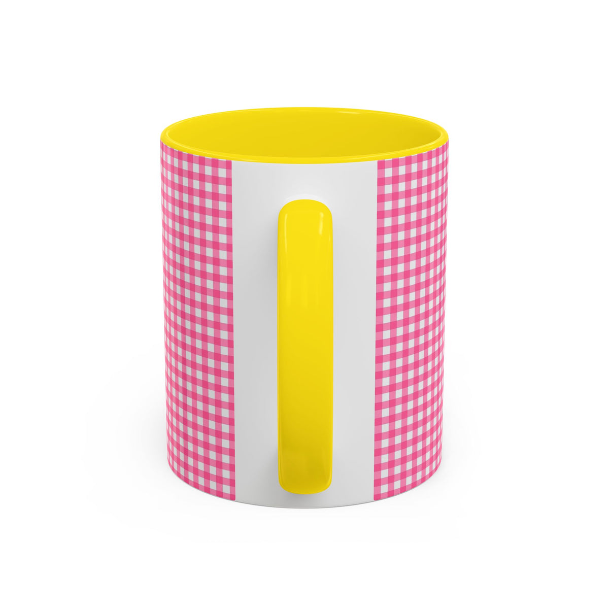 Pink Gingham Accent Coffee Mug, Cute Kitchen Decor, Gift for Coffee Lovers, Home Office Mug, Spring and Summer Vibes