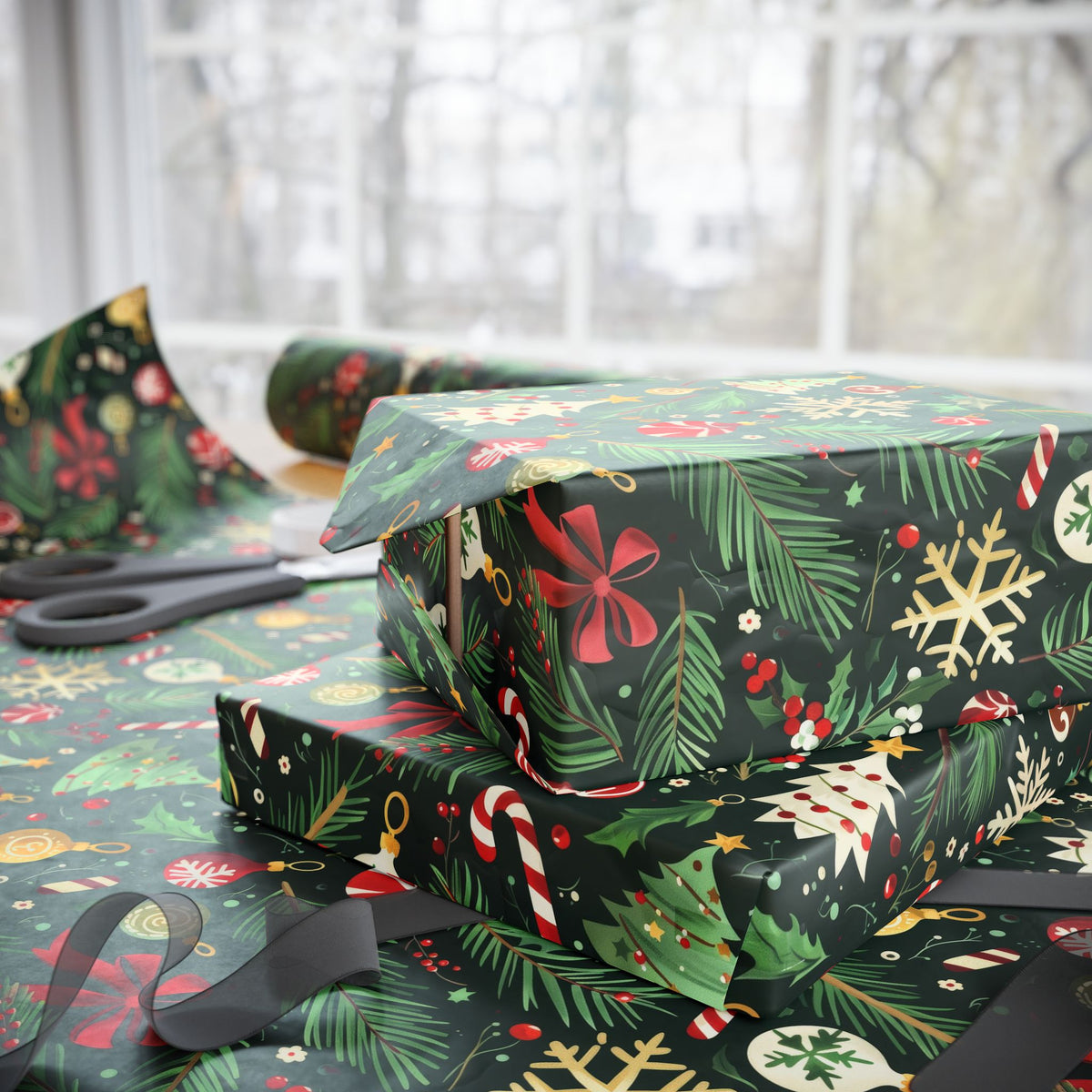Festive Holiday Wrapping Paper, Christmas Gift Wrap, Eco-Friendly Wrapping, Seasonal Decoration, Unique Gift Presentation