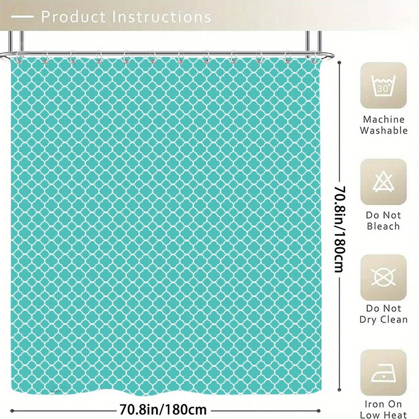 Waterproof Shower Curtain - Teal