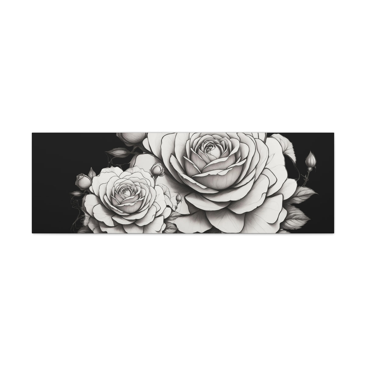 Monochrome Rose Canvas Print — Black & White Floral Wall Art