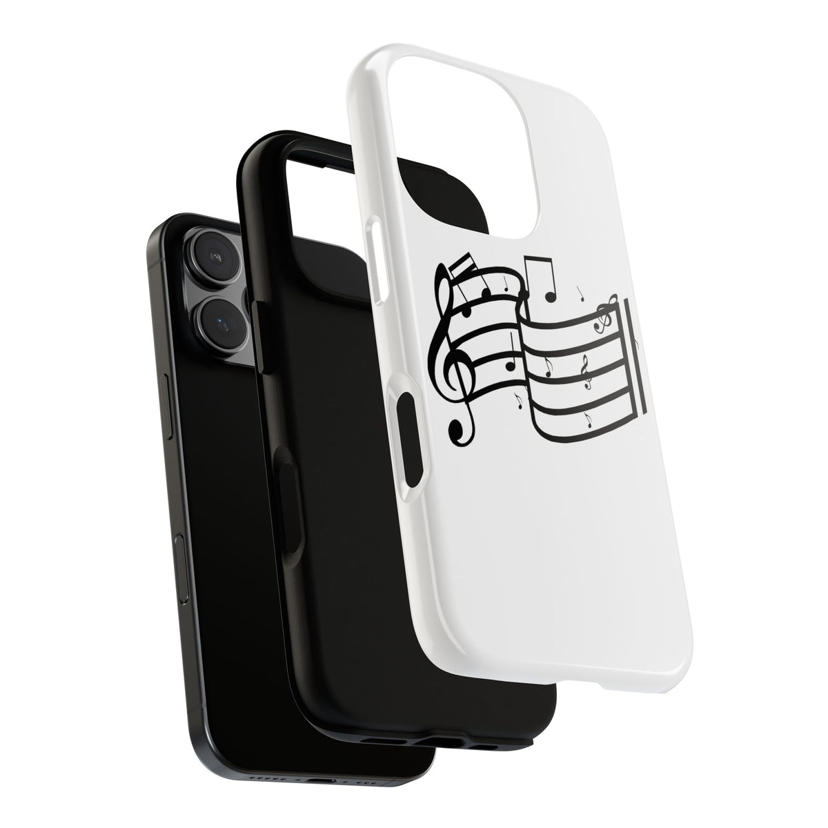 Musical Notes Phone Case — Black Treble Clef Music Staff Tough Case