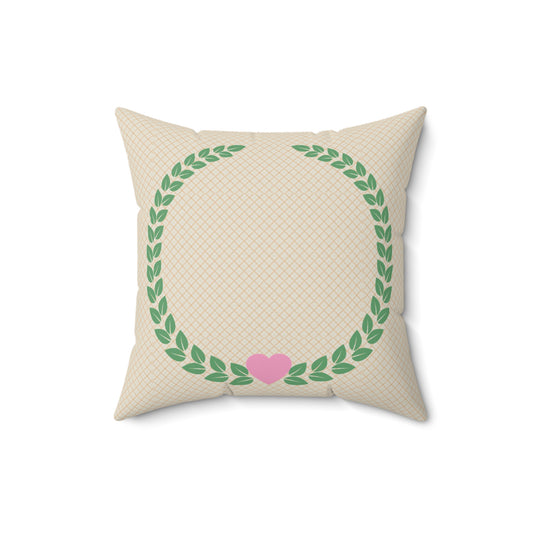 Heart Wreath Decorative Pillow, Cozy Home Accent, Throw Cushion for Weddings, Valentine's Day, Housewarming Gift, Living Room Decor