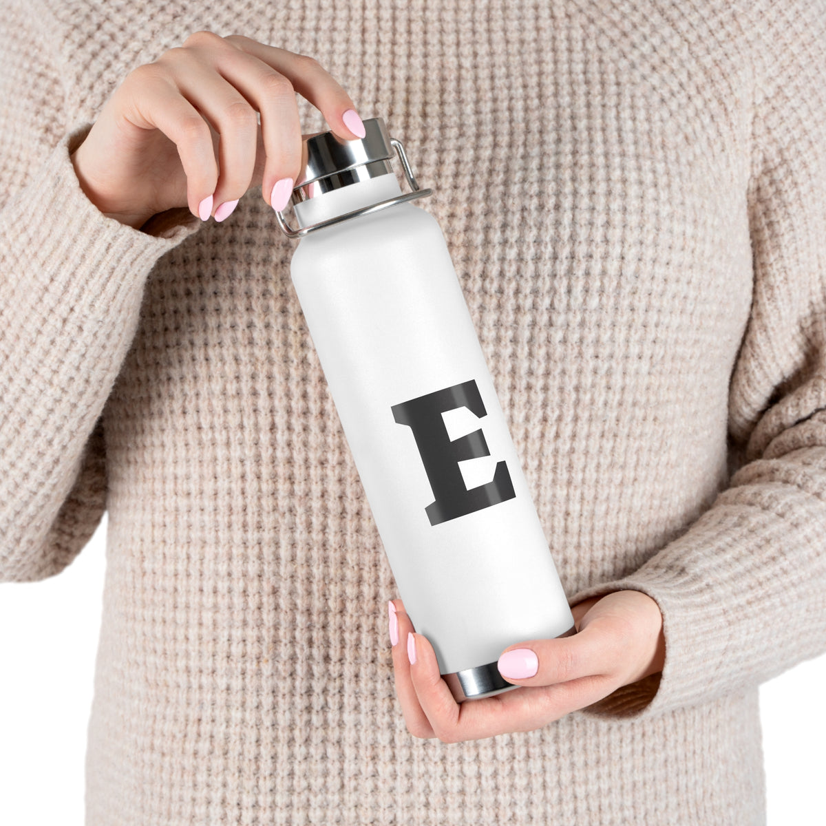 Personalized Copper Insulated Water Bottle, 22oz - "E" Custom Monogram