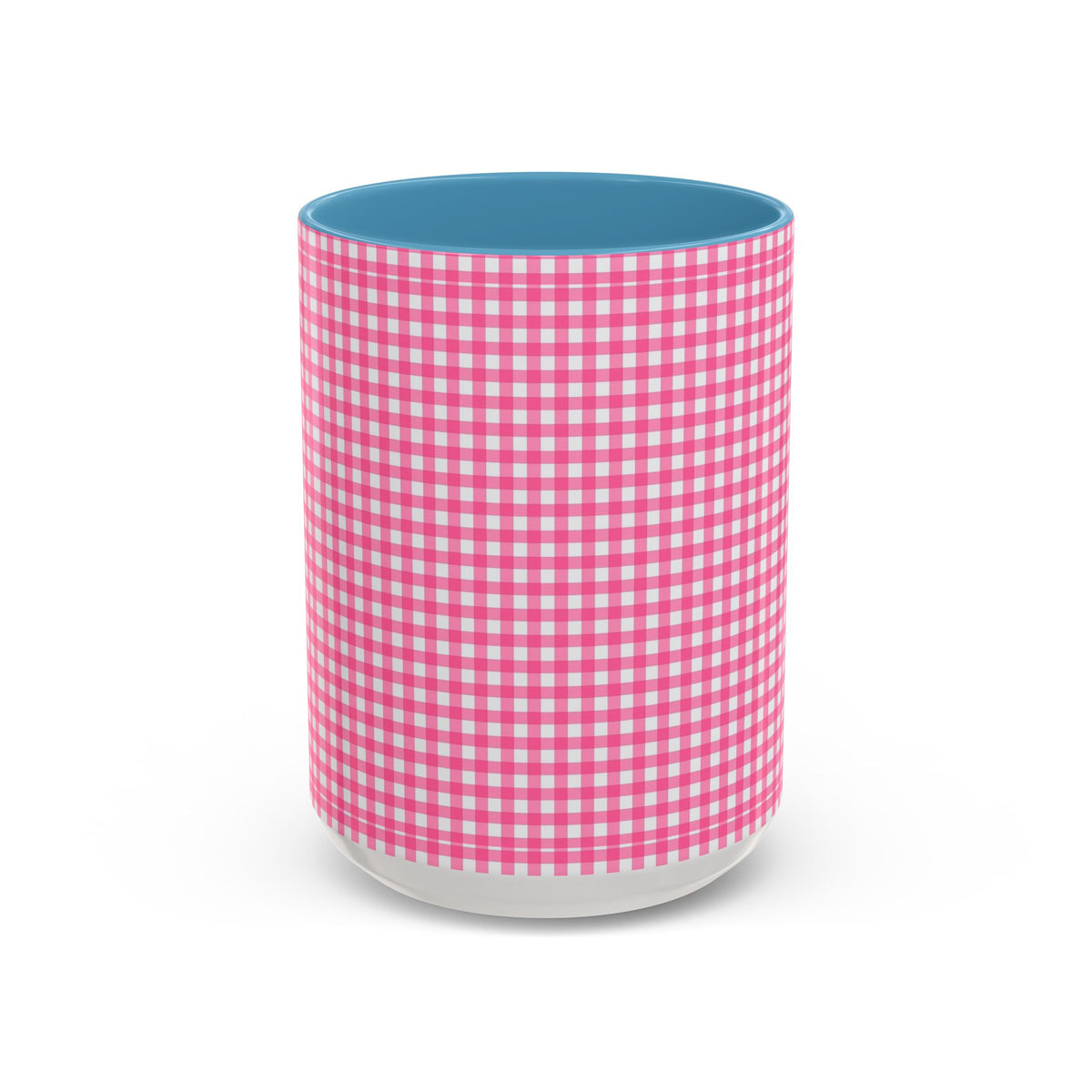 Pink Gingham Accent Coffee Mug, Cute Kitchen Decor, Gift for Coffee Lovers, Home Office Mug, Spring and Summer Vibes