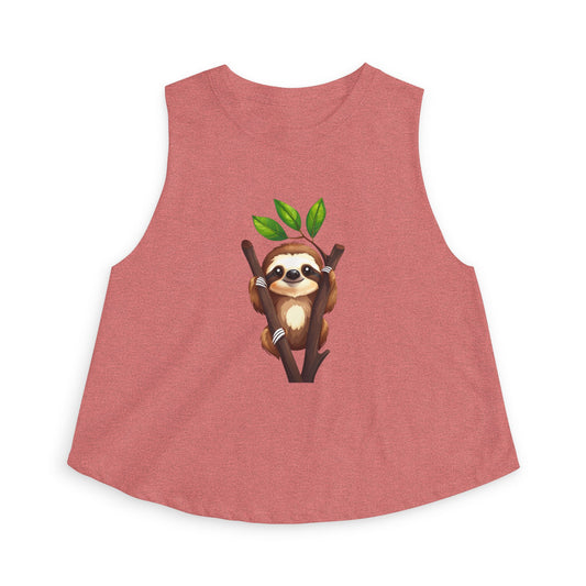 Sloth Hanging Cute Graphic Crop Top