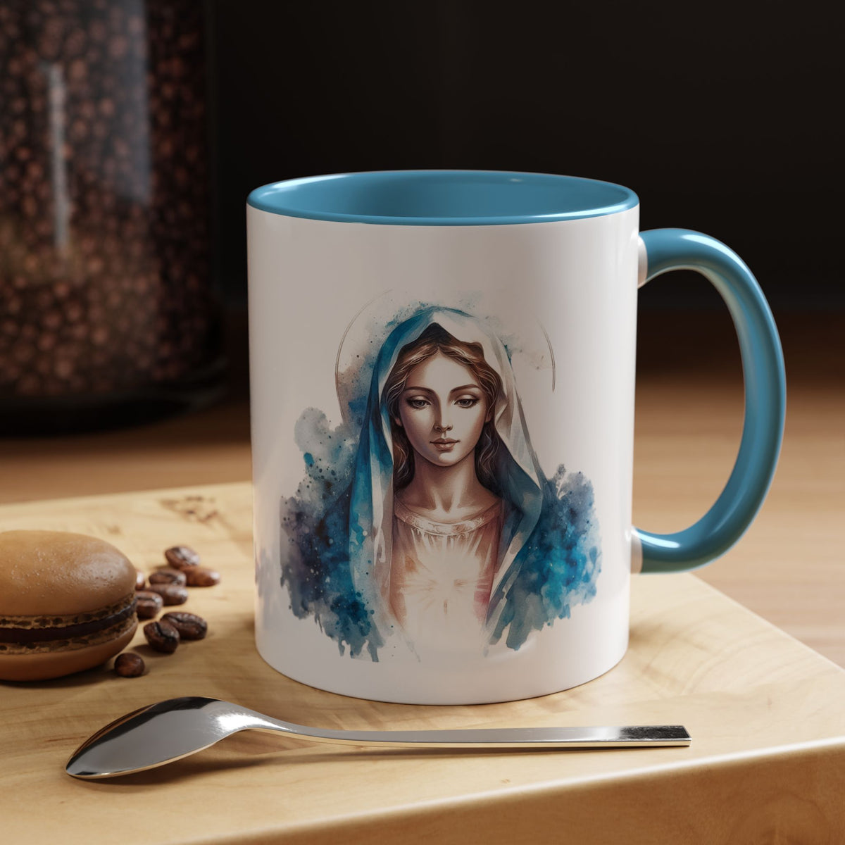 Serene Virgin Mary Coffee Mug - Spiritual Inspiration, Gift for Faith Lovers, Home Decor, Mother's Day, Religious Art