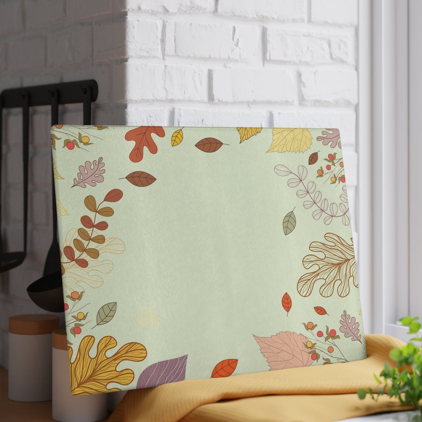 Autumn Leaves Glass Cutting Board – Fall Foliage Decorative Kitchen Board