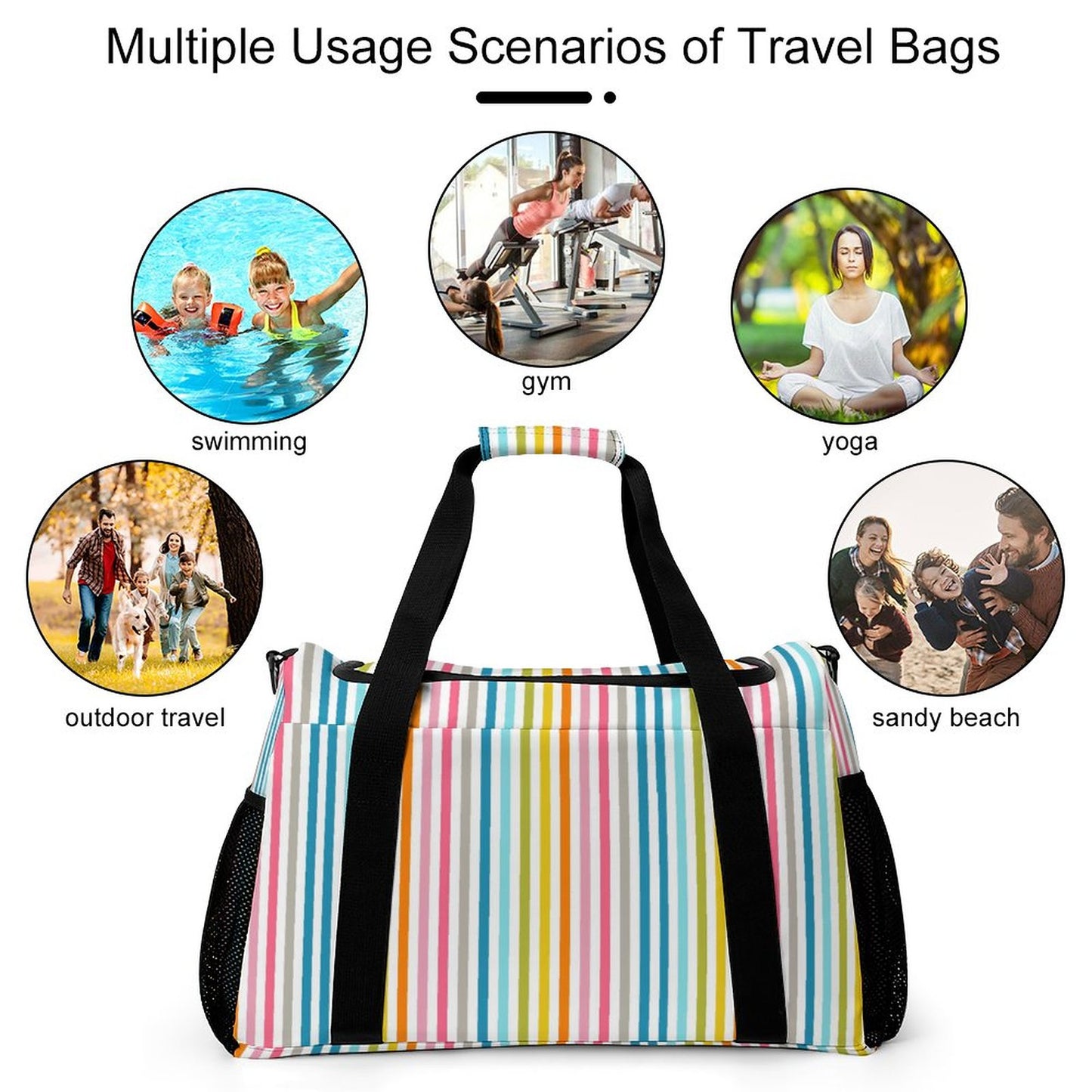 Travel Duffel Bag - Rainbow striped
